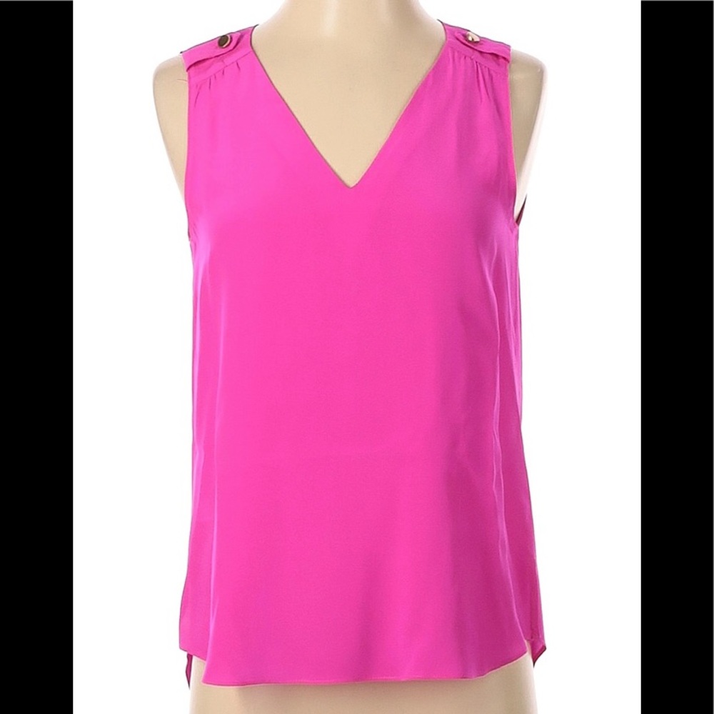 Amanda Uprichard hot pink sleeveless V-neck silk top, sz S